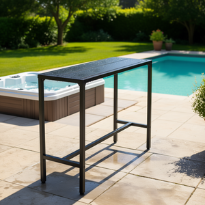 Table de bar d'extérieur rectangulaire 47 x 15 avec plateau imperméable et structure métallique robuste, hauteur de comptoir, pour terrasse, bord de piscine, spa - Product Image 2