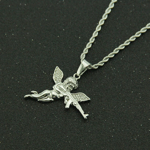 Collar de Moda con Colgante de Ángel en Aleación Estilo Hiphop, Cadena de Acero Inoxidable, Joyería Masculina al por Mayor - Product Image 2
