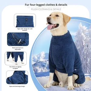 Klassieke warme jumpsuit met hoge kraag en lange pluche voor middelgrote en grote honden Nieuwe hondenwinterkleding voor huisdieren - Product Image 3