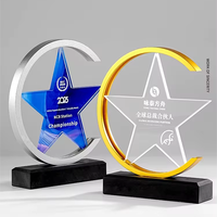 Haute qualité créative étoile à cinq branches métal cristal trophée fournisseur personnalisé entreprise récompenses annuelles amour thème Souvenir Plaque