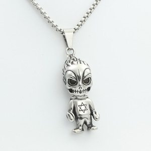 Pendentif <span class=keywords><strong>Pentagramme</strong></span> en Acier Titane Personnalisé, Collier Punk Rétro Tendance pour Hommes en Acier Inoxydable, Petit <span class=keywords><strong>Diable</strong></span> - Product Image 1