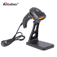 Máquina de pistola de escaneo de código de barras de mano 1D 2D con cable, lector de código de barras USB QR para impresora POS de supermercado