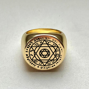 Anello in Acciaio Inossidabile R696 con Sigillo di <span class=keywords><strong>Salomone</strong></span>, Esagramma a Sei Punte, Zodiacale, Amuleto Talismano in Metallo Tagliato al Laser - Product Image 2