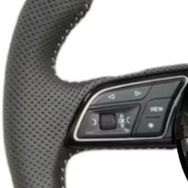 Volante personalizado RS Volant Lenkrad de cuero medio perforado inferior plano para <span class=keywords><strong>Audi</strong></span> A3 A4 B7 A6 C7 R8 <span class=keywords><strong>RS3</strong></span> A7 RS5 RS6 A8 Q5 Q8 - Product Image 3