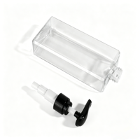 Botellas Cosméticas Cuadradas Transparentes de Plástico PETG de 200ml, 350ml y 500ml, Impresas con Serigrafía, para Loción, Champú y Crema Facial