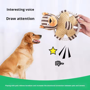 Jouets à mâcher pour chiens en peluche écologiques et mignons, ensemble durable pour le nettoyage des dents, interactifs et couineurs, pour chiens de taille moyenne à grande, intérieur/extérieur - Product Image 4