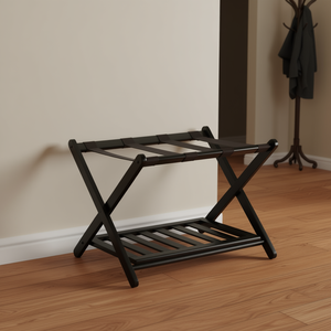 ชั้นวางรองเท้ารีสพร้อมชั้นวางกระเป๋าเดินทาง 2 ชั้น ชั้นวางรองเท้าแบบพับได้สำหรับเก็บรองเท้า เฟอร์นิเจอร์ในบ้าน - Product Image 2