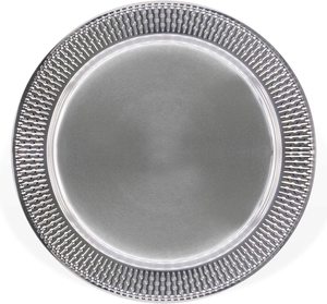 13 Inch Plastic Charger <strong>Plates</strong> Dinnerware Service <strong>Plate</strong> for Party Dinner Wedding (<strong>Silver</strong>) - Product Image 1