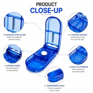Cortador de Pastillas y Divisor de Tabletas 2 en 1, Mini Estuche Multifuncional para Almacenamiento de Medicamentos, Precio de Fábrica - Product Image 2