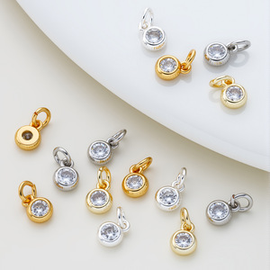 18K Gold Plated <b>Copper</b> Pendant 5mm Zircon Round For <b>Bracelet</b> Making Jewelry Findings - Product Image 1