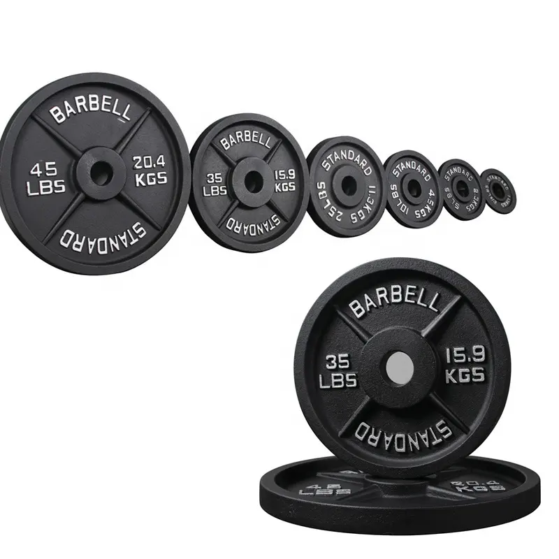 China Manufacturer Strength Training Barbell Plate Weight Lifting Gym Fitness Cast Iron weight plates