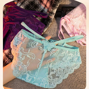 Pure <span class=keywords><strong>Secy</strong></span> Lace Cutout Bxw Briefs Wmen's Authentic Mid-wwaistbreathable Bacteriostatic Crotch Fringe Panties - Product Image 4