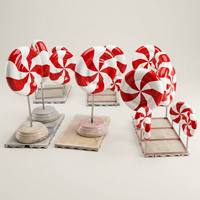 Accessoires géants en fibre de verre pour sucettes de Noël |   Sculpture de bonbons colorés pour la décoration des parcs à thème