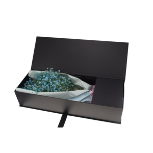 Elegant Black Ribbon Embossed Recycled Materials UV Coated Matt Lamination Rigid Book Shaped <strong>Flower</strong> <strong>Box</strong> Premium Paper Insert - Product Image 5