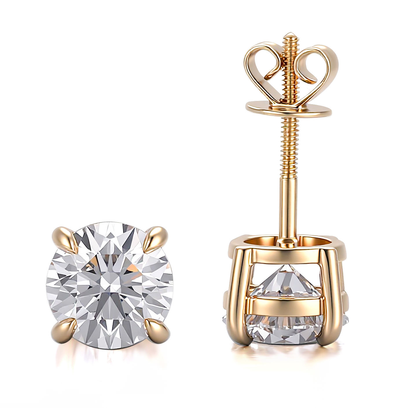 18k yellow gold lab diamond earring