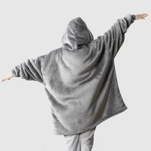 प्रीमियम ऊन हूडि कंबल शेरपा स्वेटर Hooded कंबल के लिए आस्तीन के साथ वयस्क