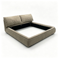 Lit de rangement minimaliste italien en tissu pour chambre principale, lit double rembourré avec coussin, lit double kaki avec système de levage à gaz et rangement
