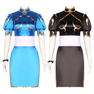 Disfraz de cosplay de Star's Edge Chun-Li, vestido Qipao azul, traje de anime para Halloween - Product Image 1