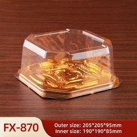 Boîte à gâteau en plastique PET jetable de 7 pouces carrée, dorée, noire, blanche, avec couvercle en dôme transparent, parois épaisses, personnalisable, pour gâteau au fromage
