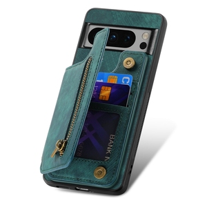 Funda de teléfono con ranuras para tarjetas y cremallera de piel Retro, funda a prueba de golpes para Google Pixel 8/8 <span class=keywords><strong>Pro</strong></span>, para Redmi 13C/Note 14, funda tipo billetera - Product Image 1