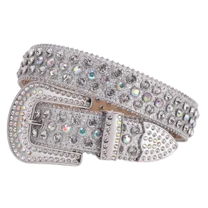 Batı Sparkly Rhinestone kemerler erkekler kadınlar için BB özel Logo kristal elmas bel kemeri kayışı cinturon de diamantes