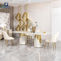 Nouvelle table à manger longue et grande en marbre avec base en acier inoxydable, style moderne, 2,2 m / 2,4 m / 2,6 m / 3 m