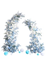 Décoration de mariage, arche de fleurs artificielles bleues mélangées, fond pour photographie, événement extérieur, cérémonie, scène LQHL010