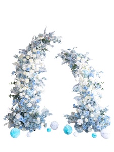 Décoration de mariage, arche de fleurs artificielles bleues mélangées, fond pour photographie, événement extérieur, cérémonie, scène LQHL010 - Product Image 5