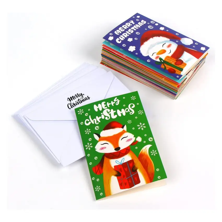 KYW tasarım baskı altın folyo mutlu tatiller Fold Merry Christmas tebrik kartları