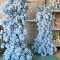 Arche de fleurs de mariage en soie bleu clair moderne, réaliste et douce, faite à la main, avec décoration florale en forme de corne, pour Noël, la Saint-Valentin et la fête des Mères