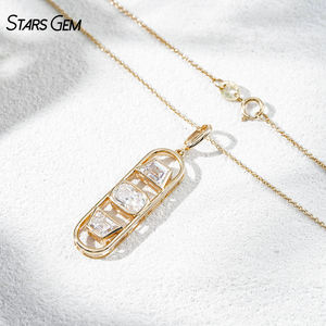 StarsGem Fine Jewelry 18K Solid Gold Vintage Rhodium Plated Lab Grown Diamond Three-<b>Stone</b> Pendant 2ct Cushion Cut Bezel Necklace - Product Image 3