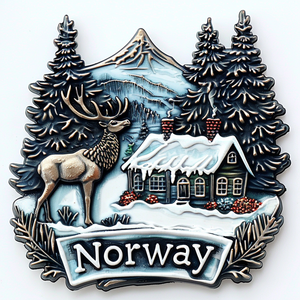 Aimants de réfrigérateur 3D en métal, souvenirs imprimés UV des monuments touristiques de Norvège, best-sellers - Product Image 1