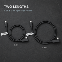 Connecteur USB-C Thunderbolt 4 à angle droit 90 degrés 240W PD 40 Gbps 8K 60Hz 0,6/0,8 m Câble en cuivre plaqué argent pour MacBook