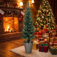 Sapin de Noël fin et élancé de 90-150 cm, imperméable, ignifuge, en PVC, en pot, pour décoration intérieure et extérieure des fêtes