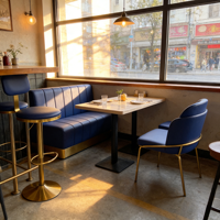 Ensemble de canapés en cuir bleu de haute qualité pour restaurants à thème haut de gamme