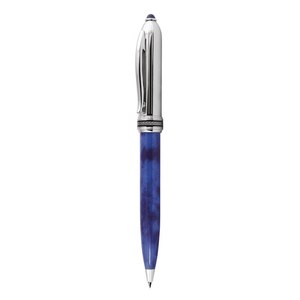 Penna a Sfera Blu Sportiva con Strisce Cromate 1.0mm, Penna in Metallo per Affari e Promozioni, Idea Regalo - Product Image 1