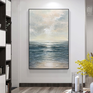 Pintura <span class=keywords><strong>al</strong></span> Óleo 100% Hecha a Mano de Paisaje Marino, Arte Moderno con Textura de Escena Marina <span class=keywords><strong>para</strong></span> Decoración de Sala de Estar - Product Image 2