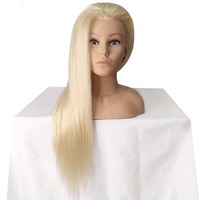 Tête de mannequin 24 pouces, cheveux naturels de haute qualité, modèle de poupée, jolie poupée blonde aux cheveux longs, tête d'entraînement avec épaules
