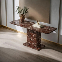 Meubles KUMUSI, table console en marbre rouge faite à la main, décoration d'entrée