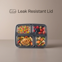 Boîte alimentaire jetable en PP pour restaurant, 3 compartiments, avec couvercle transparent, boîte à lunch en plastique pour livraison de repas