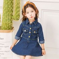 Robes en jean à manches longues pour enfants, robes unies pour filles, vêtements tendance pour enfants