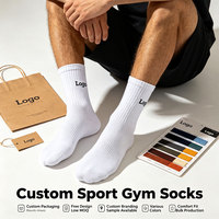 Chaussettes de sport respirantes professionnelles en coton imprimé personnalisé de haute qualité avec logo numérique, chaussettes blanches pour la gym, collection automne