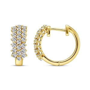 Boucles d'oreilles créoles classiques en diamant de laboratoire taille ronde pour femme, couleur VVS VS EF, en argent sterling 925, or 10KT 14KT 18KT, tendance - Product Image 4