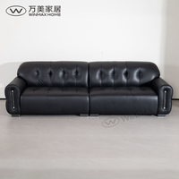 Modernes Luxus-Echtleder-Sofa mit Drei Sitzen, Modulares Design, Holz-Eisen-Rahmen, Kissenrücken, Gerade Armlehnen für Wohnzimmer
