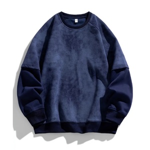 Sweat-shirt unisexe à col rond délavé à l'acide, pull vintage à dégradé de couleurs, manches contrastées, haut décontracté à manches longues - Product Image 5