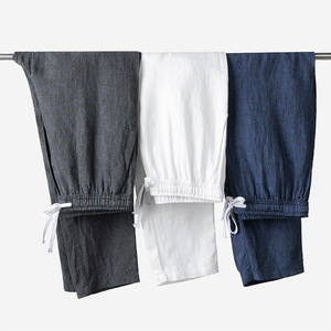 2023 Vintage cordon pantalons décontractés hommes taille élastique ample respirant jeunesse neuf Points pantalon - Product Image 3