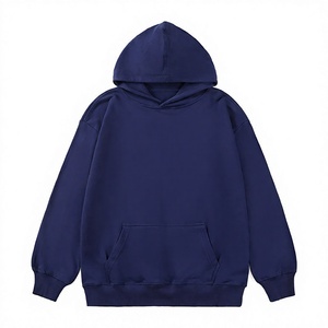 เสื้อสเวตเชิ้ตมีฮู้ดสีน้ำเงินกรมท่าสำหรับผู้ชาย สีพื้น ผ้าถัก สวมใส่สบายทรงโอเวอร์ไซส์ เหมาะสำหรับฤดูใบไม้ร่วง - Product Image 1