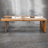 Table basse de rivière époxy avec pied cascade Table à manger en résine de bois à la mode moderne