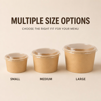 Bol en papier kraft avec couvercle transparent, plusieurs tailles, contenant alimentaire jetable pour restaurant, café, à emporter