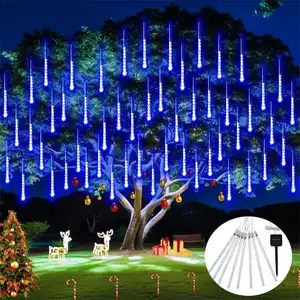 WTL 8 10 трубок 288 светодиодные лампы на солнечной батарее уличное украшение сада декоративное освещение Рождественская сосулька дождь метеорный дождь свет